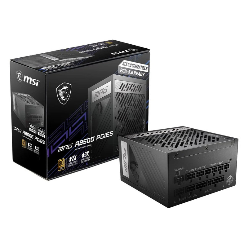 MSI MPG A850G PCIe5 850W Gold ATX Fully Modular Power Supply - Black - مزود طاقة